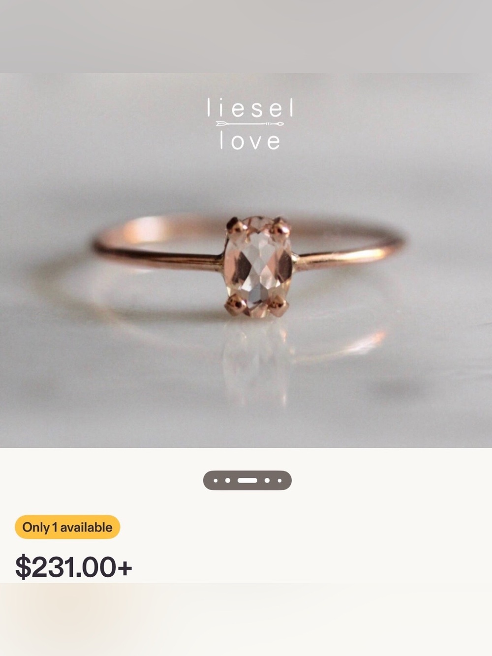 10k solid gold natural morganite ring SIZE 6 - Picture 10 of 10